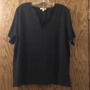 Nine Britton Frenkel scallop trim blouse